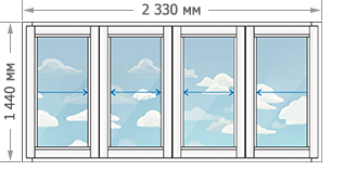 Цены на алюминиевое остекление балконов и лоджий в домах серии П-47 размером 2328x1440