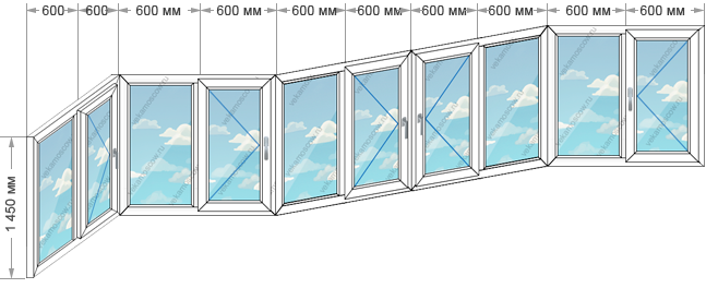 Цены на остекление балконов и лоджий в домах серии ПД-4 размером 6600x1450