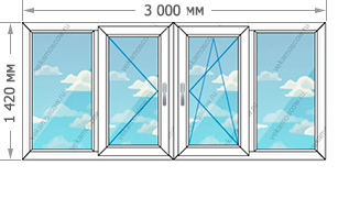 Цены на остекление балконов и лоджий в домах серии И-209А размером 3000x1420