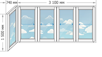 Цены на алюминиевое остекление балконов и лоджий в домах серии 1-510 размером 3840x1500