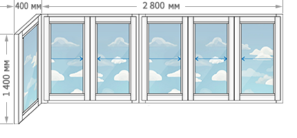 Цены на алюминиевое остекление балконов и лоджий в домах серии II-57 размером 3200x1400