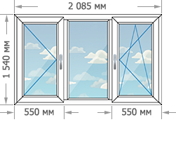 Цены на пластиковые окна ПВХ в домах серии Башня Вулыха размером 2085x1540
