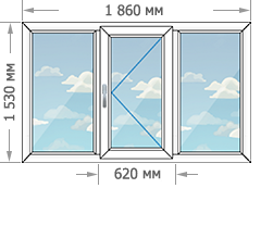 Цены на пластиковые окна ПВХ в домах серии 1-515/9 размером 1860x1530