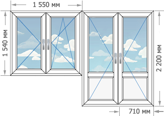 Цены на пластиковые окна ПВХ в домах серии II-68-22 размером 2800x2200