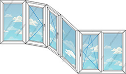 Эркерное теплое остекление на четыре окна ПВХ (Тип 32) размером 4190x1450