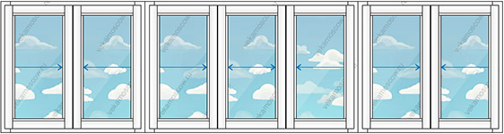 Алюминиевое остекление балкона на семь створок (Тип 5) размером 6230x1450