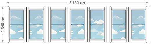 Цены на алюминиевое остекление балконов и лоджий в домах серии II-68 размером 5180x1340