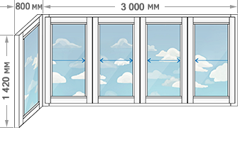 Цены на алюминиевое остекление балконов и лоджий в домах серии И-209А размером 3800x1420