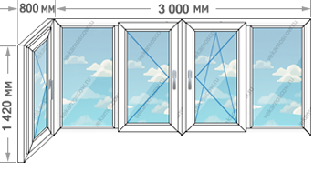 Теплое остекление балконов в домах серии И-209А размером 3800x1420