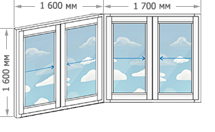 Алюминиевое остекление балконов в домах серии П-44К размером 3300x1600