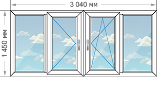 Теплое остекление балконов в домах серии КОПЭ размером 3040x1450