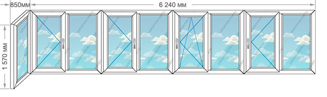 Цены на остекление балконов и лоджий в домах серии И-209А размером 7090x1570