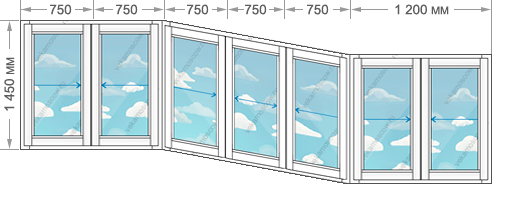 Цены на алюминиевое остекление балконов и лоджий в домах серии П-3 размером 4950x1450
