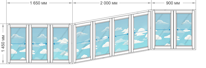 Цены на алюминиевое остекление балконов и лоджий в домах серии П-3 размером 4550x1450