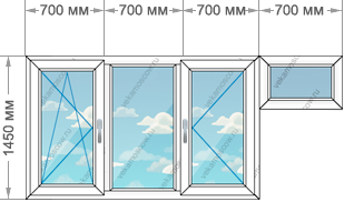 Цены на остекление балконов и лоджий в домах серии П-44К размером 2800x1450