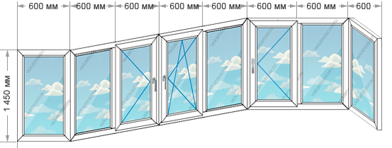 Цены на остекление балконов и лоджий в домах серии ПД-4 размером 4800x1550