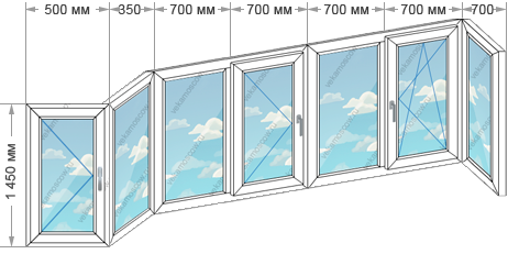 Цены на остекление балконов и лоджий в домах серии И-155 размером 4350x1450