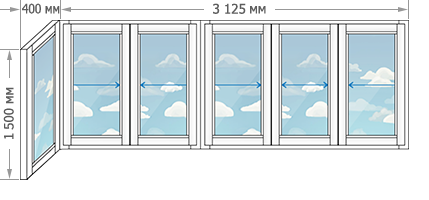 Цены на алюминиевое остекление балконов и лоджий в домах серии 1-515/9 размером 3525x1500