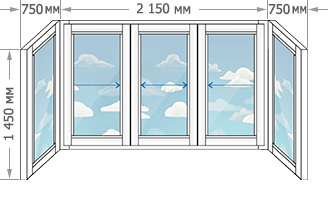 Алюминиевое остекление балконов в домах серии КОПЭ размером 3648x1450