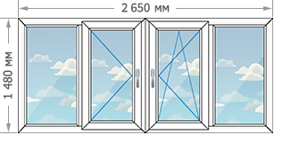 Теплое остекление балконов в домах серии П-30 размером 2648x1480