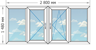 Теплое остекление балконов в домах серии П-30 размером 2800x1480