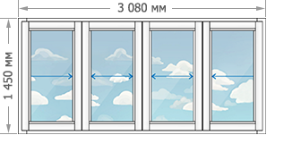 Цены на алюминиевое остекление балконов и лоджий в домах серии П-42 размером 3080x1450