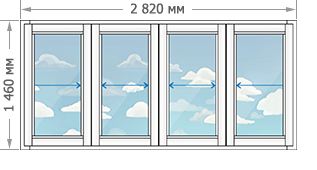 Цены на алюминиевое остекление балконов и лоджий в домах серии П-46М размером 2820x1460