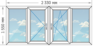 Цены на остекление балконов и лоджий в домах серии П-55М размером 2328x1550