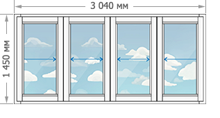 Цены на алюминиевое остекление балконов и лоджий в домах серии П-43 размером 3040x1450