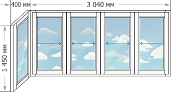 Цены на алюминиевое остекление балконов и лоджий в домах серии П-43 размером 3440x1450