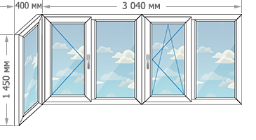 Теплое остекление балконов в домах серии П-43 размером 3440x1450