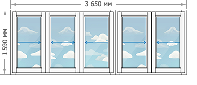 Цены на алюминиевое остекление балконов и лоджий в домах серии II-67 размером 3650x1590