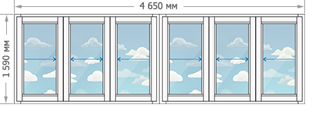 Цены на алюминиевое остекление балконов и лоджий в домах серии II-67 размером 4650x1590