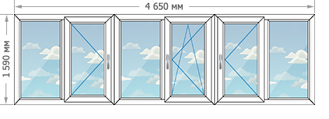 Теплое остекление балконов в домах серии II-67 размером 4650x1590