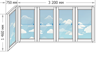 Алюминиевое остекление балконов в домах серии 1-515/9М размером 3950x1460