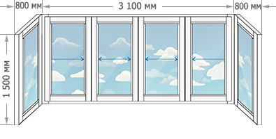 Алюминиевое остекление балконов в домах серии II-18/9 размером 4700x1500