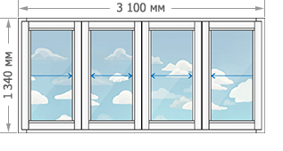 Цены на алюминиевое остекление балконов и лоджий в домах серии II-68-04 размером 3100x1340