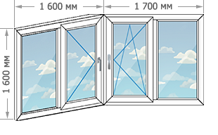 Теплое остекление балконов в домах серии П-44Т размером 3300x1600