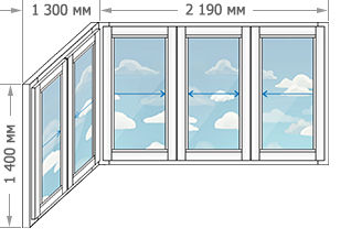Алюминиевое остекление балконов в домах серии И-155 размером 3490x1400
