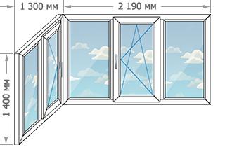 Теплое остекление балконов в домах серии И-155 размером 3490x1400