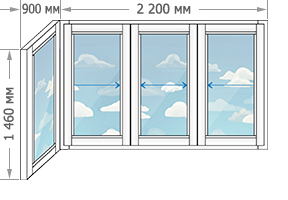 Алюминиевое остекление балконов в домах серии П-3 размером 3099x1460