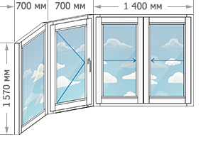 Алюминиевое остекление балконов в домах серии П-3М размером 2800x1570