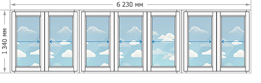 Цены на алюминиевое остекление балконов и лоджий в домах серии II-68-04 размером 6230x1340