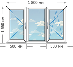 Установка пластиковых окон в домах серии Тишинская башня размером 1800x1550