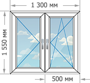 Установка пластиковых окон в домах серии II-67 размером 1300x1550