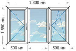 Цены на пластиковые окна ПВХ в домах серии II-67 размером 1800x1550