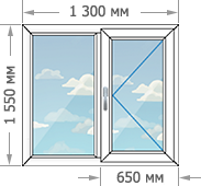Цены на пластиковые окна ПВХ в домах серии II-67 размером 1300x1550