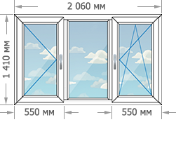 Цены на пластиковые окна ПВХ в домах серии П-43 размером 2060x1410