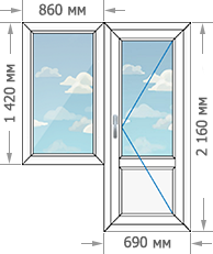 Цены на пластиковые окна ПВХ в домах серии П-43 размером 1550x2160