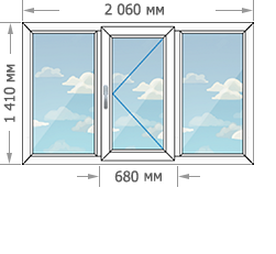 Установка пластиковых окон в домах серии П-43 размером 2060x1410